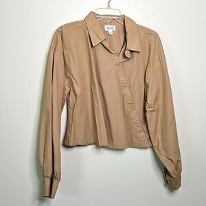 Karenbritchick THE DROP Khaki Button Down Cropped Shirt Medium